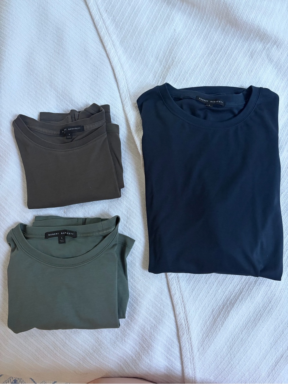 Robert Barakett Crewneck Tee Bundle — Navy, Olive, and Brown